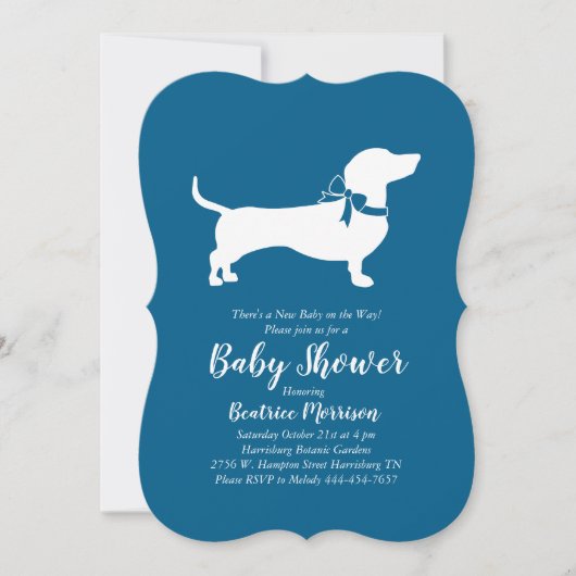 Dachshund Wiener Dog Baby shower Blue Boy Kaart (Voorkant)