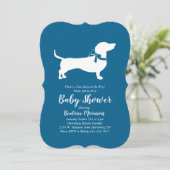 Dachshund Wiener Dog Baby shower Blue Boy Kaart (Staand voorkant)