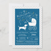 Dachshund Wiener Dog Baby shower Blue Boy Kaart (Voorkant)