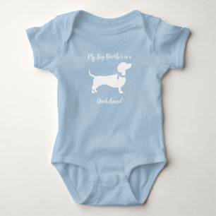 Dachshund Wiener Dog Baby shower Blue Boy Romper
