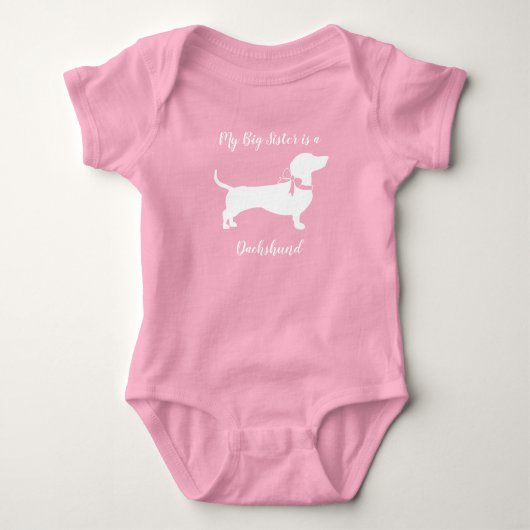 Dachshund Wiener Dog Baby shower Pink Girl Romper (Voorkant)