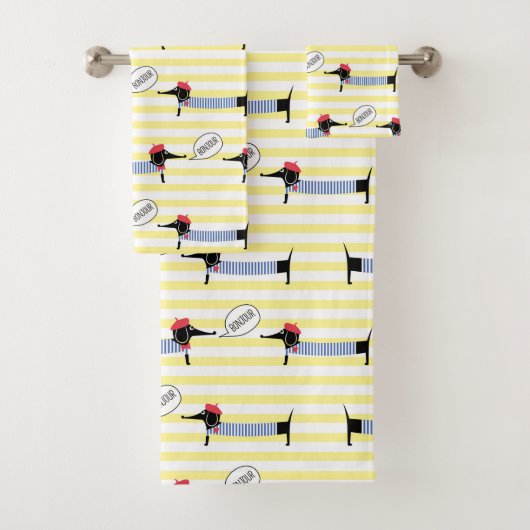 Dachshund Wiener Dog Bonjour Bad Handdoek (Insitu)