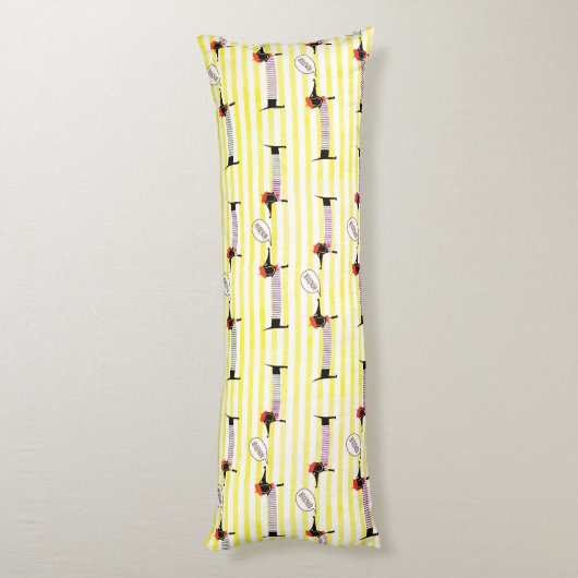 Dachshund Wiener Dog Bonjour Lichaamskussen (Achterkant (Verticaal))