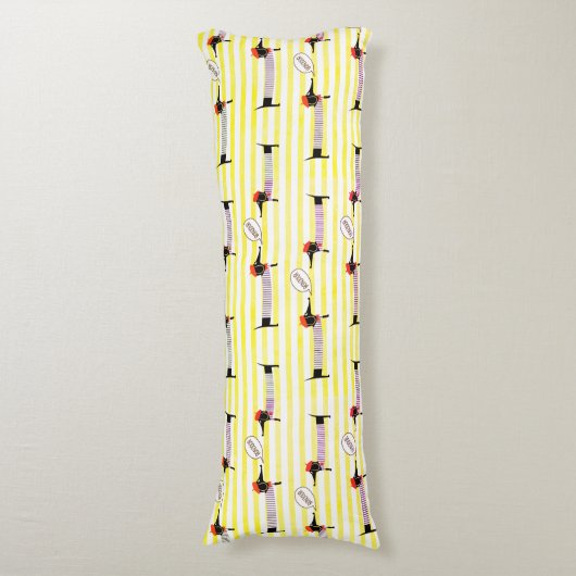 Dachshund Wiener Dog Bonjour Lichaamskussen (Voorkant Verticaal)