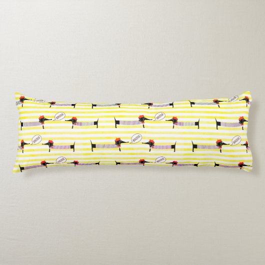 Dachshund Wiener Dog Bonjour Lichaamskussen (Voorkant)