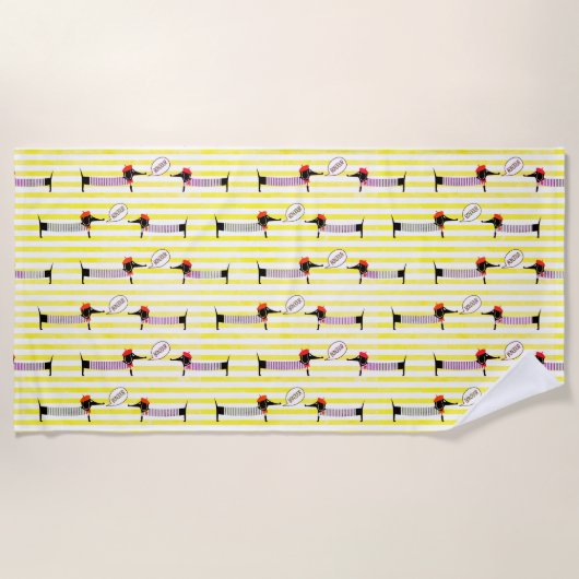 Dachshund Wiener Dog Bonjour Strandlaken (Voorkant)