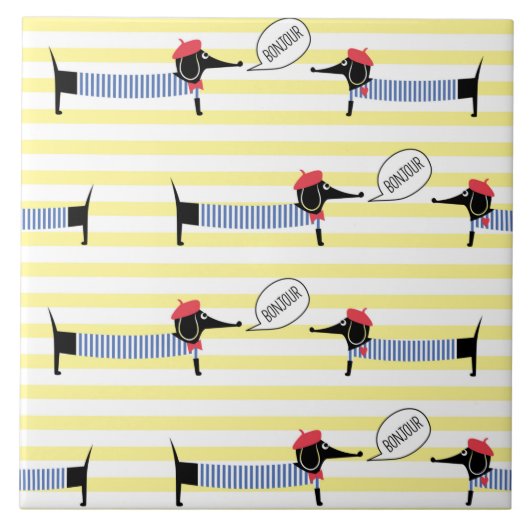 Dachshund Wiener Dog Bonjour Tegeltje (Voorkant)