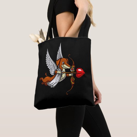 Dachshund Wiener Dog Cute Cupid Pet Tote Bag (Dichtbij)