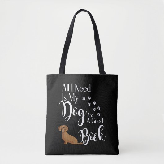 Dachshund Wiener Dog Doxie Book Reader Love Tote Bag (Voorkant)