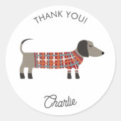 Dachshund Wiener Dog gepersonaliseerd dank u Ronde Sticker (Voorkant)