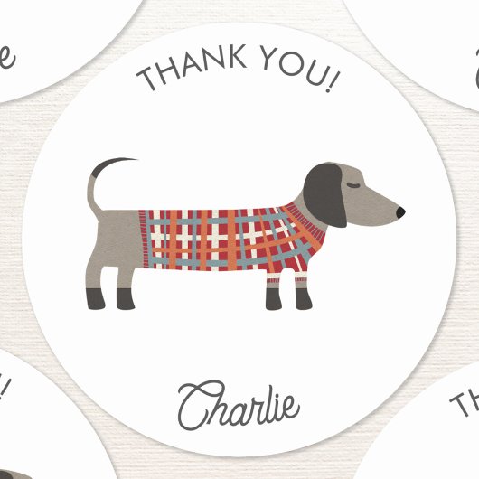 Dachshund Wiener Dog gepersonaliseerd dank u Ronde Sticker