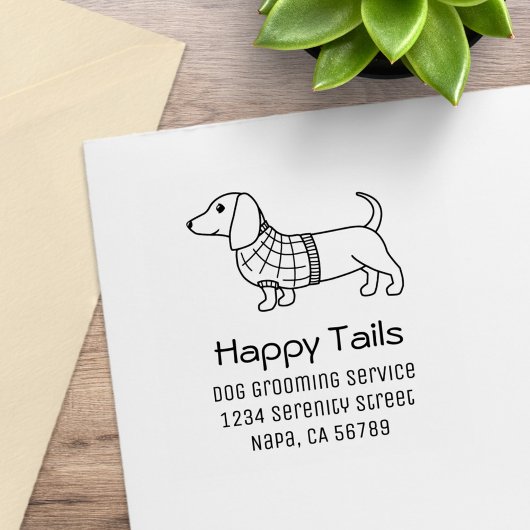Dachshund Wiener Dog Grooming Business Address Rubberstempel