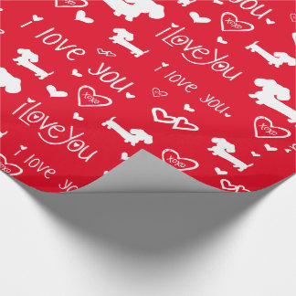 Dachshund Wiener Dog Hearts Love Gift Wrap Paper Cadeaupapier
