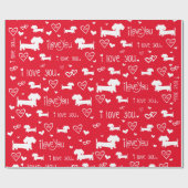 Dachshund Wiener Dog Hearts Love Gift Wrap Paper Cadeaupapier (Vlak)