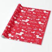 Dachshund Wiener Dog Hearts Love Gift Wrap Paper Cadeaupapier (Uitgerold)