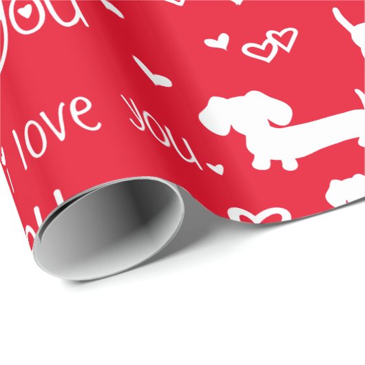 Dachshund Wiener Dog Hearts Love Gift Wrap Paper Cadeaupapier (Rol Hoek)