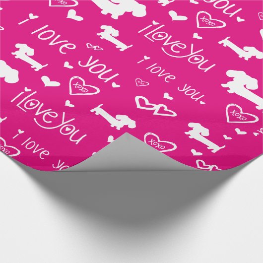 Dachshund Wiener Dog Hearts Love Gift Wrap Paper Cadeaupapier (Hoek)