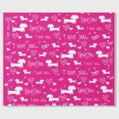 Dachshund Wiener Dog Hearts Love Gift Wrap Paper Cadeaupapier (Vlak)