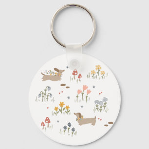 Dachshund Wiener Dog Liefhebbers Wildflower Thuis Sleutelhanger