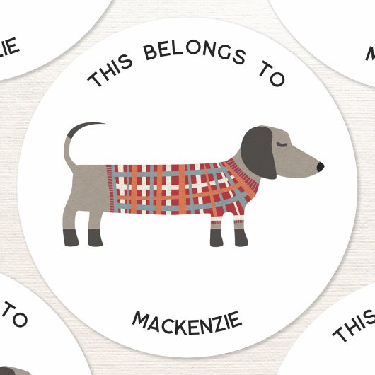 Dachshund Wiener Dog Personalized This Belongs To Ronde Sticker