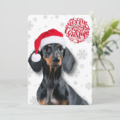 Dachshund Wiener Dog Pet Snowflake Kerstmis Feestdagenkaart (Staand voorkant)