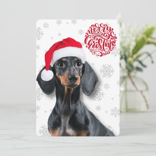 Dachshund Wiener Dog Pet Snowflake Kerstmis Feestdagenkaart (Staand voorkant)