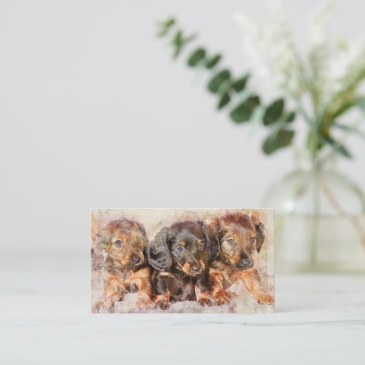 Dachshund Wiener Dog Puppies Visitekaartje (Staand voorkant)