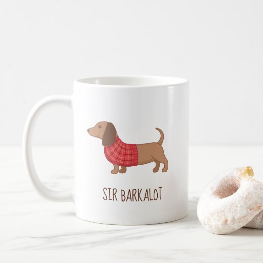 Dachshund Wiener Dog Puppy Aangepaste Naam Koffiemok (Met donut)