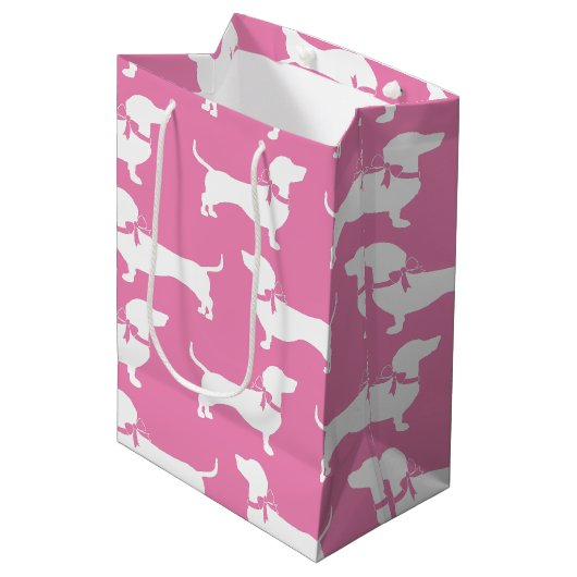 Dachshund Wiener Dog Puppy Medium Gift Bag Cadeauzakje (Voorkant Gekanteld)