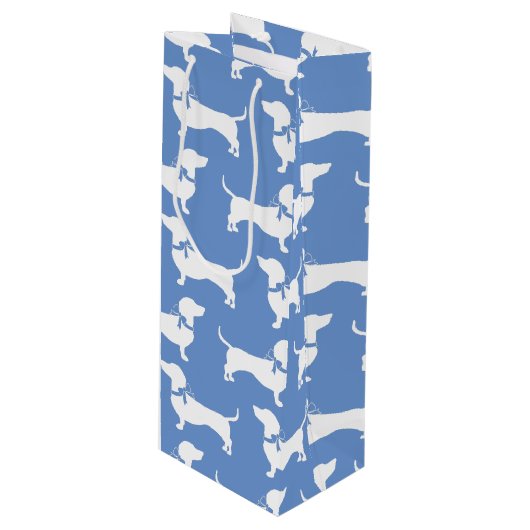 Dachshund Wiener Dog Puppy Wijn Cadeautas (Voorkant Gekanteld)