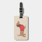 Dachshund Wiener Dog Red Pset Sweater on Beige Bagagelabel (Voorkant verticaal)