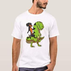 Dachshund Wiener Dog Riding Rex Dinosaur Mannen Vr T-shirt