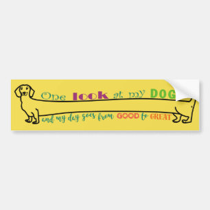 Dachshund Wiener Dog Schattig Humor Grappige Teken Bumpersticker