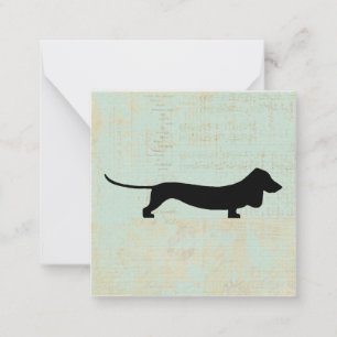 Dachshund Wiener Dog Silhouette over Blauwgroen mu Notitiekaartje
