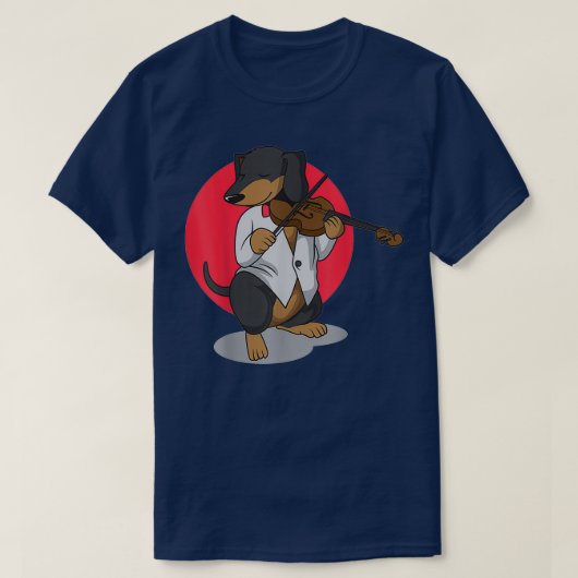 Dachshund Wiener Dog Spel Violin Cute Funny Vio T-shirt (Design voorkant)
