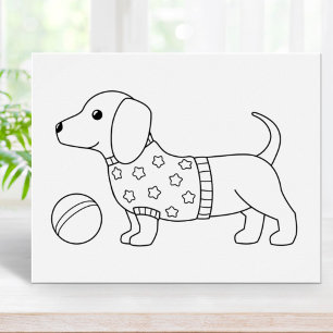 Dachshund Wiener Hond en Bal Kleurplaat Poster