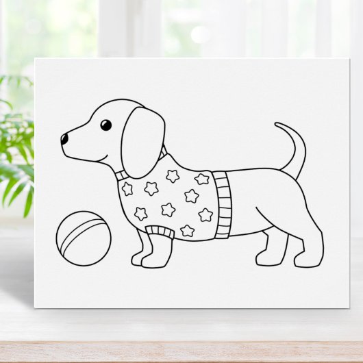 Dachshund Wiener Hond en Bal Kleurplaat Poster