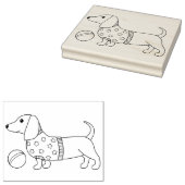 Dachshund Wiener Hond en Bal Kleurplaat Rubberstempel (Gestempeld)