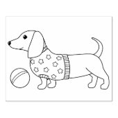 Dachshund Wiener Hond en Bal Kleurplaat Rubberstempel (Afrduk)