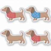 Dachshund Wiener Hond in Sweater Set van 4 Sticker (Voorkant)