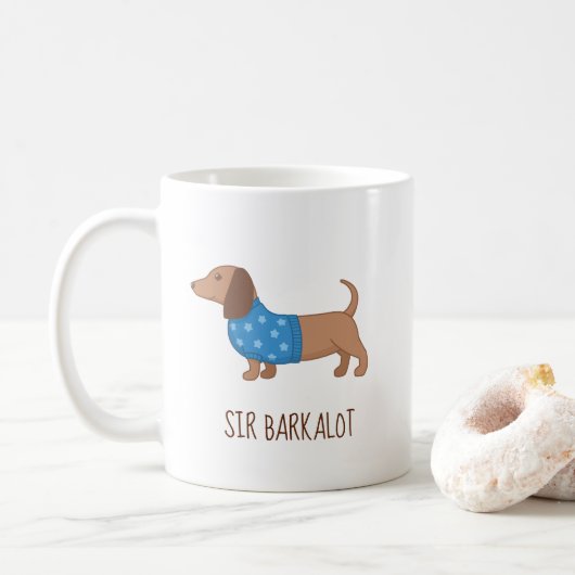 Dachshund Wiener Hond Puppy Aangepaste Naam V2 Koffiemok (Met donut)