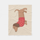 Dachshund Wiener Hond Rode Sweater op Beige Fleece Deken (Voorkant)