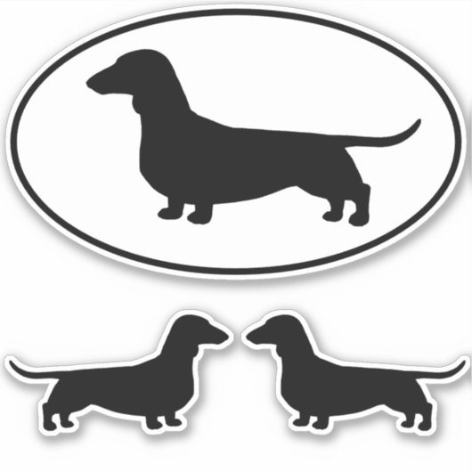 Dachshund Wiener Hondensilhouetten Vinyl Sticker S (Voorkant)