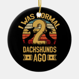 Dachshund Wiener I was normaal 2-Dog Vintage Keramisch Ornament