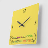 Dachshund Wiener Long Dog Funny Cute Simple Yellow Vierkante Klok (Hoek)