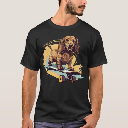 Dachshund wiener sausage dog Cute Graphic with a S T-shirt (Voorkant)