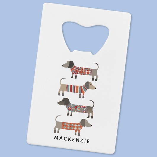 Dachshund Wiener Worst Hond gepersonaliseerd Creditkaart Flessenopener