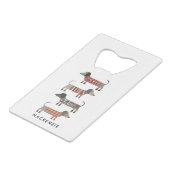Dachshund Wiener Worst Hond gepersonaliseerd Creditkaart Flessenopener (Voorkant Gekanteld)