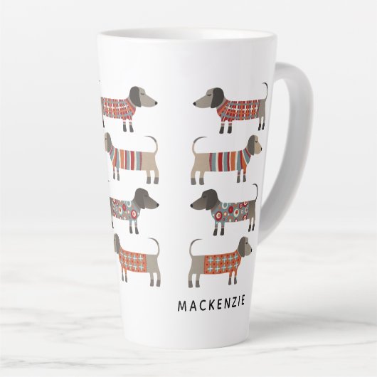Dachshund Wiener Worst Hond gepersonaliseerd Latte Mok (Rechterhoek)