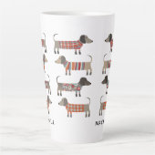 Dachshund Wiener Worst Hond gepersonaliseerd Latte Mok (Voorkant)